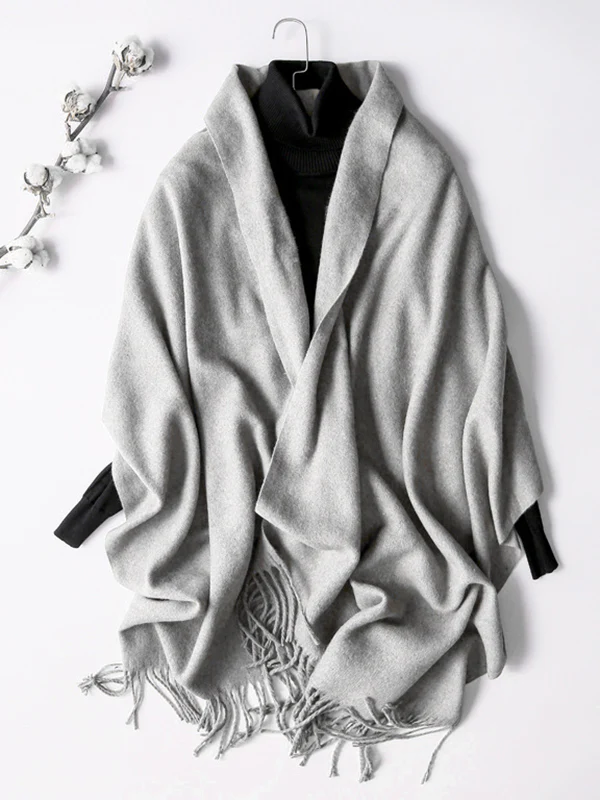 Keep Warm Solid Color Tasseled Shawl&Scarf - Image 26