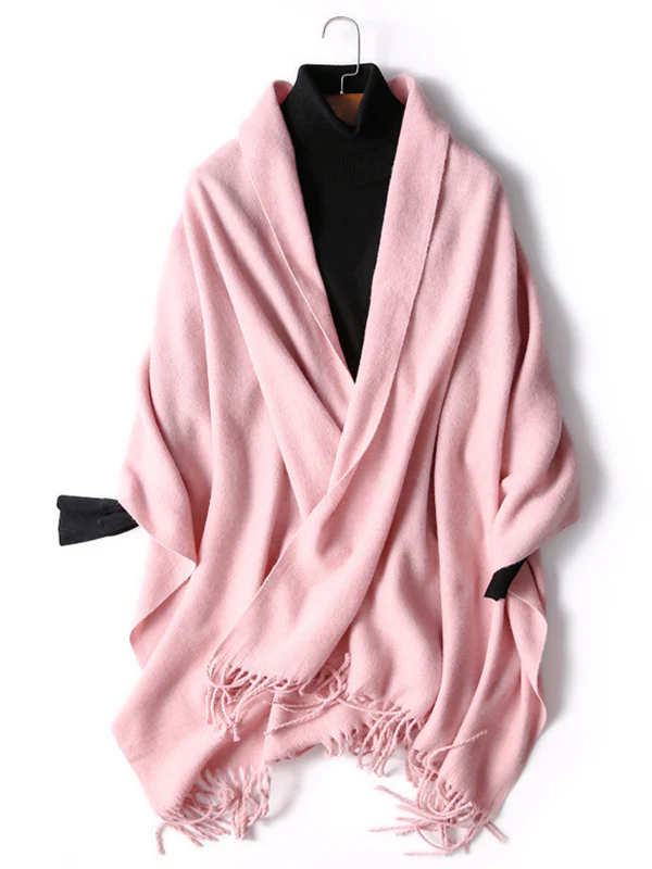 Keep Warm Solid Color Tasseled Shawl&Scarf - Image 27