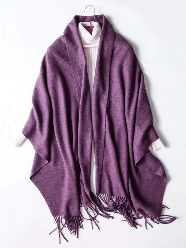 Keep Warm Solid Color Tasseled Shawl&Scarf - Image 28