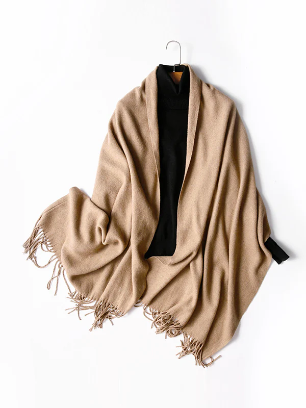 Keep Warm Solid Color Tasseled Shawl&Scarf - Image 30