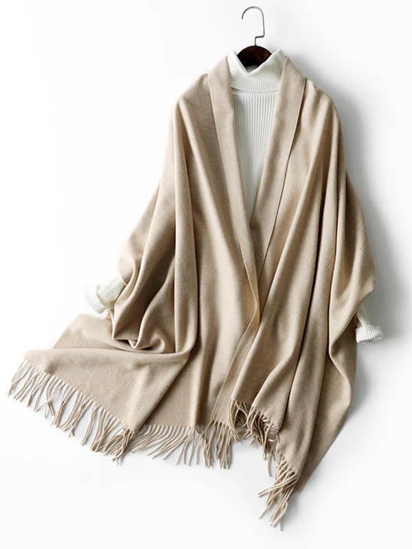 Keep Warm Solid Color Tasseled Shawl&Scarf - Image 31