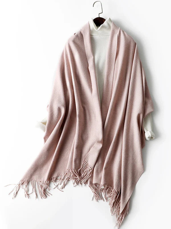 Keep Warm Solid Color Tasseled Shawl&Scarf - Image 36