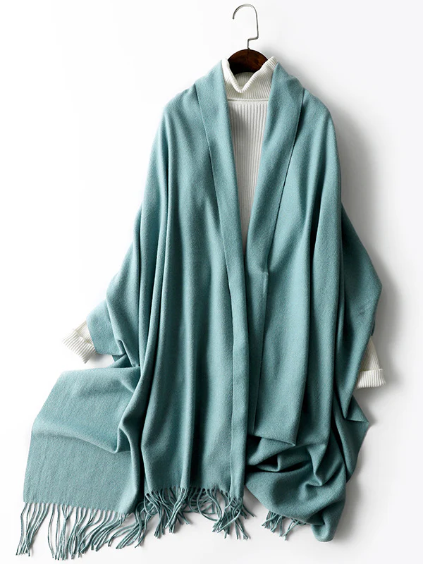 Keep Warm Solid Color Tasseled Shawl&Scarf - Image 37