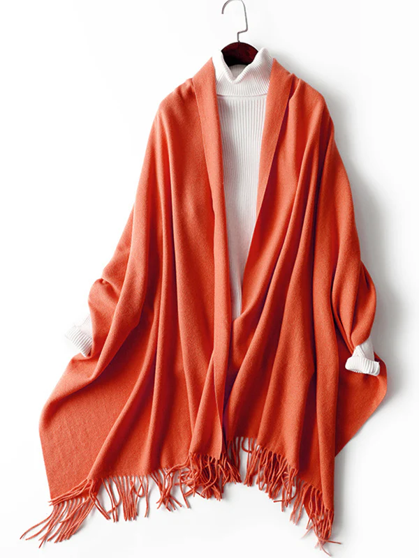 Keep Warm Solid Color Tasseled Shawl&Scarf - Image 38