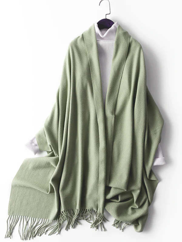 Keep Warm Solid Color Tasseled Shawl&Scarf - Image 39