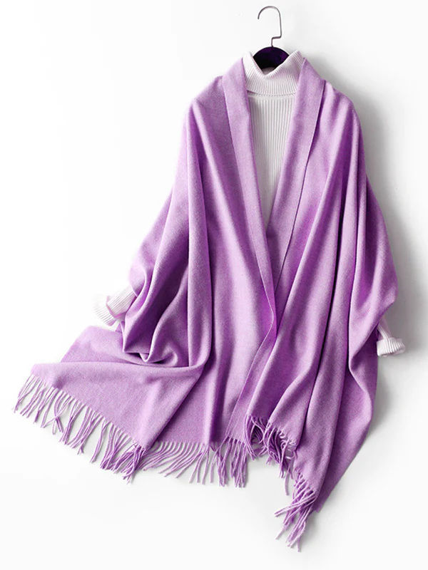 Keep Warm Solid Color Tasseled Shawl&Scarf - Image 40