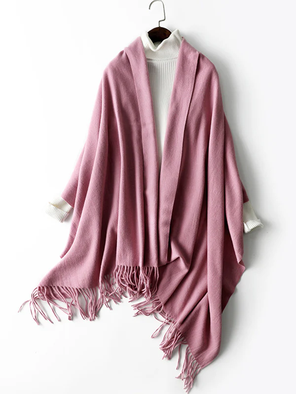 Keep Warm Solid Color Tasseled Shawl&Scarf - Image 41