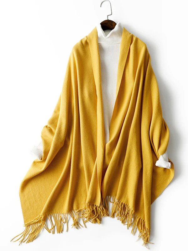 Keep Warm Solid Color Tasseled Shawl&Scarf - Image 42