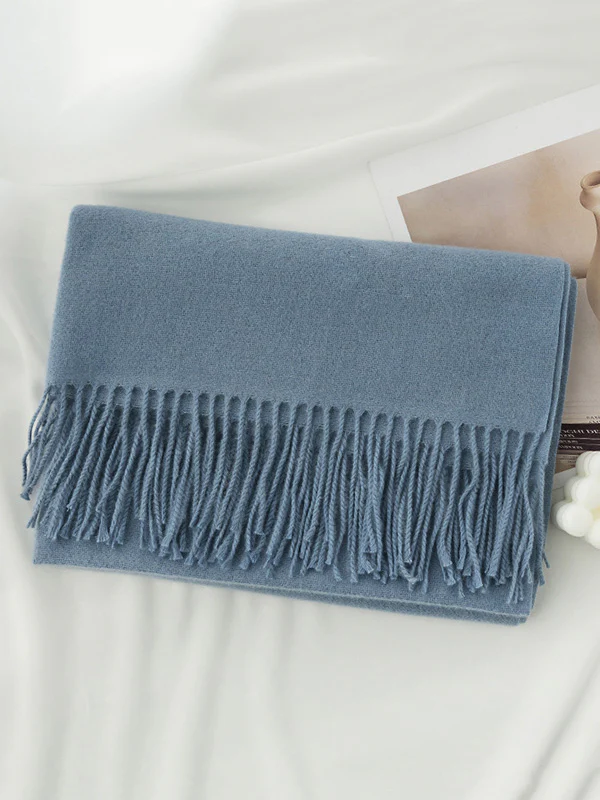 Keep Warm Solid Color Tasseled Shawl&Scarf - Image 13