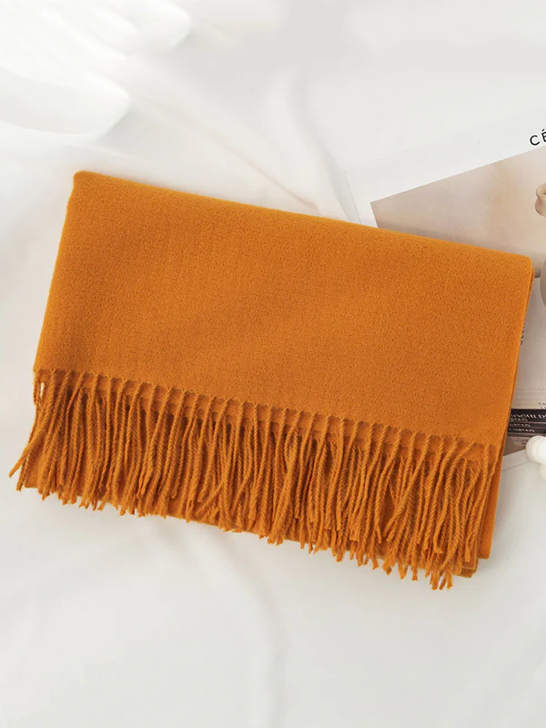 Keep Warm Solid Color Tasseled Shawl&Scarf - Image 18