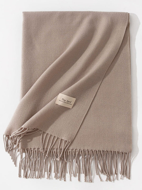 Keep Warm Solid Color Tasseled Shawl&Scarf - Image 11