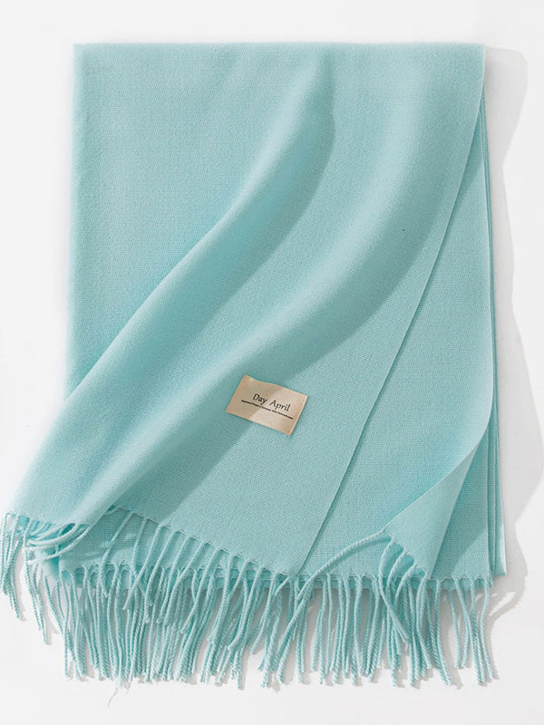 Keep Warm Solid Color Tasseled Shawl&Scarf - Image 15