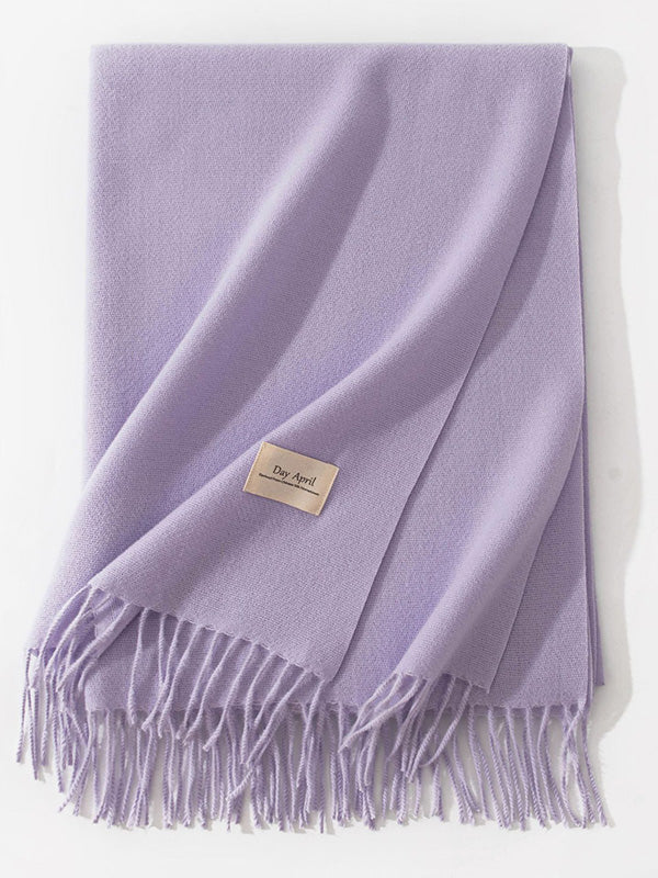 Keep Warm Solid Color Tasseled Shawl&Scarf - Image 17
