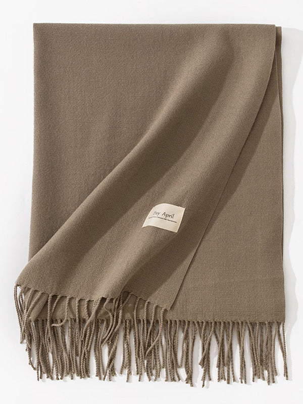 Keep Warm Solid Color Tasseled Shawl&Scarf - Image 20