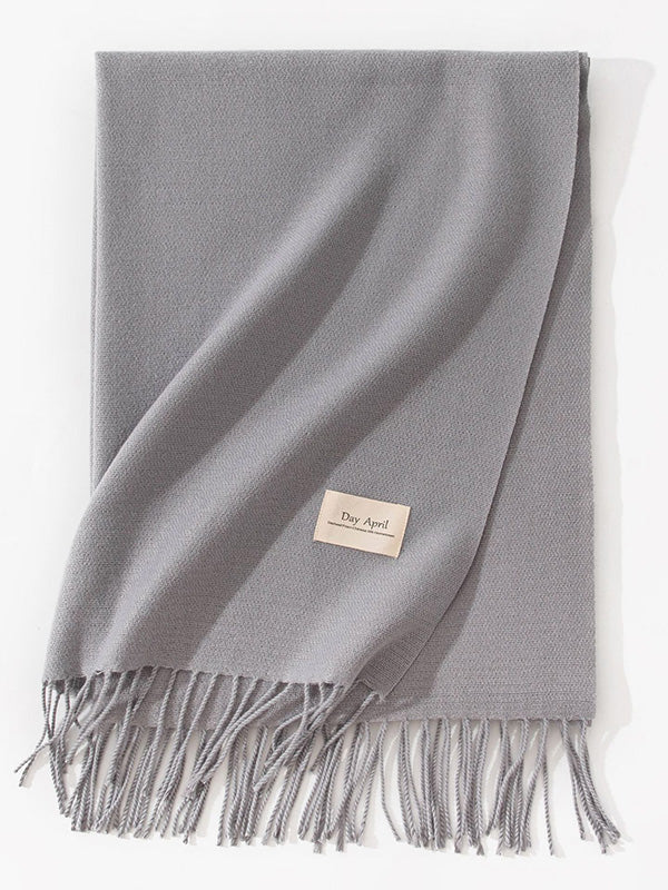 Keep Warm Solid Color Tasseled Shawl&Scarf - Image 22