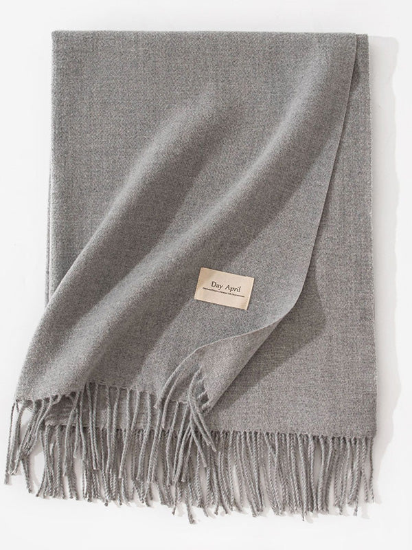 Keep Warm Solid Color Tasseled Shawl&Scarf - Image 9