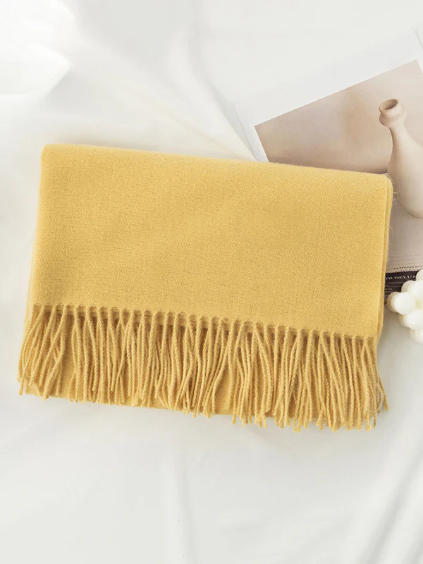 Keep Warm Solid Color Tasseled Shawl&Scarf - Image 21
