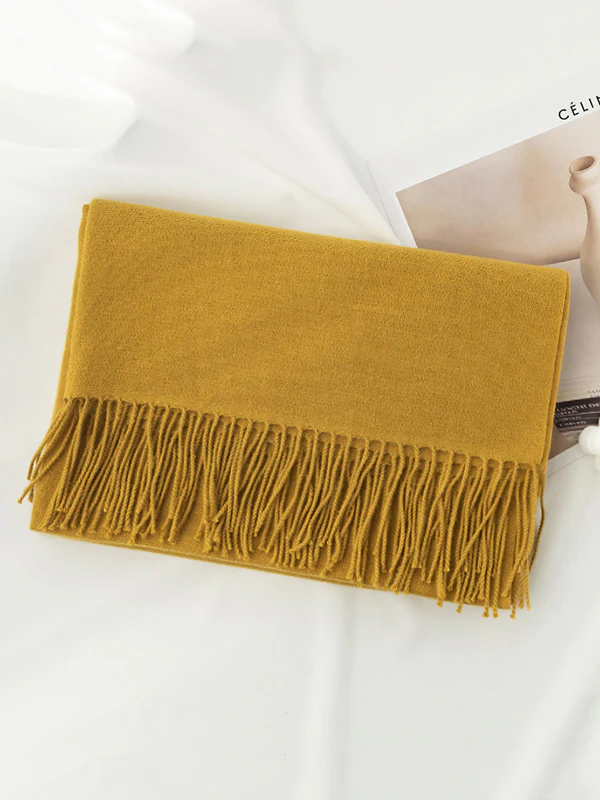 Keep Warm Solid Color Tasseled Shawl&Scarf - Image 23