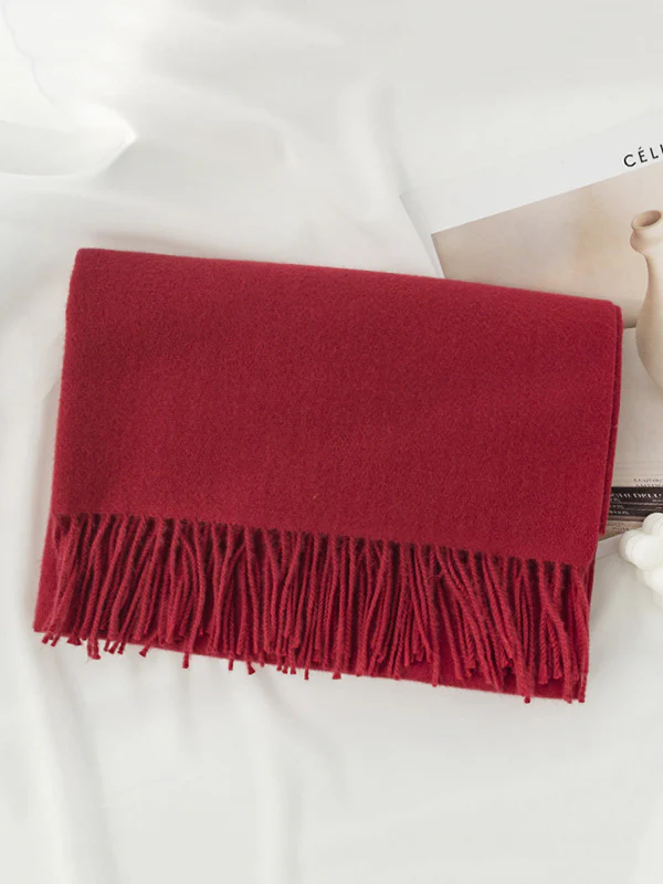 Keep Warm Solid Color Tasseled Shawl&Scarf - Image 24