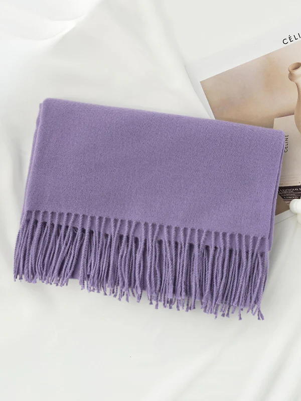 Keep Warm Solid Color Tasseled Shawl&Scarf - Image 29