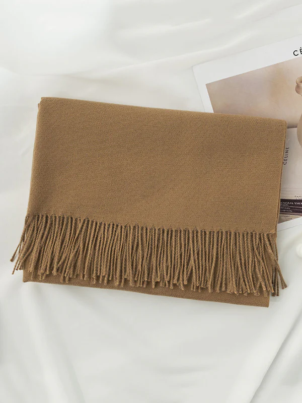 Keep Warm Solid Color Tasseled Shawl&Scarf - Image 3
