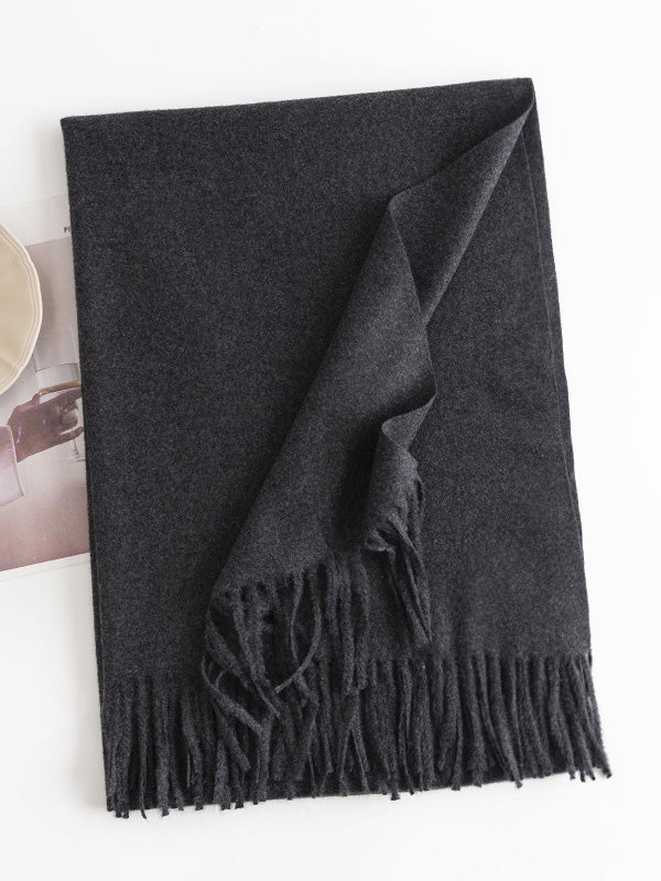 Keep Warm Solid Color Tasseled Shawl&Scarf - Image 32
