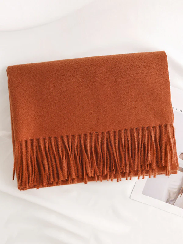 Keep Warm Solid Color Tasseled Shawl&Scarf - Image 36