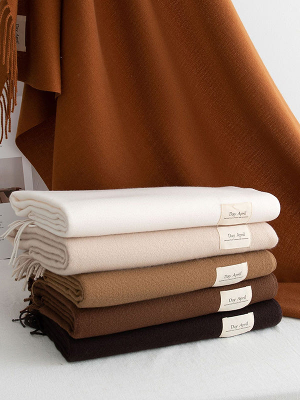 Keep Warm Solid Color Tasseled Shawl&Scarf - Image 4