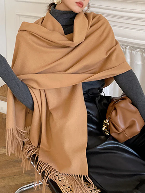 Keep Warm Tasseled Shawl&Scarf - Image 9