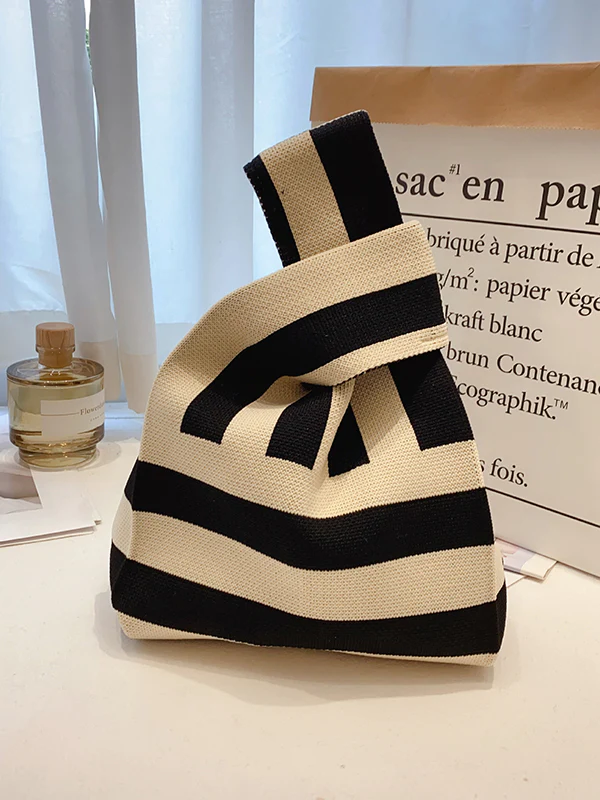 Knitting Checkerboard Zebra-Stripe Striped Bags Accessories Handbags - Image 2