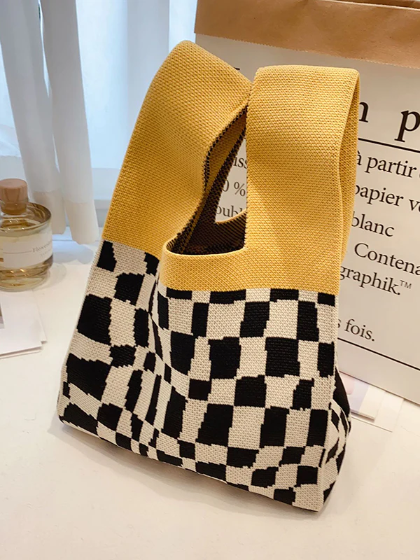 Knitting Checkerboard Zebra-Stripe Striped Bags Accessories Handbags - Image 5