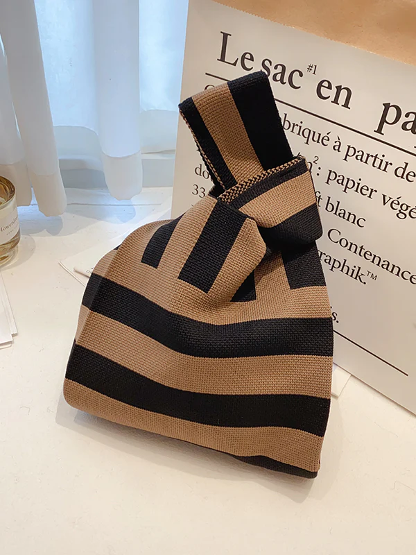 Knitting Checkerboard Zebra-Stripe Striped Bags Accessories Handbags - Image 6