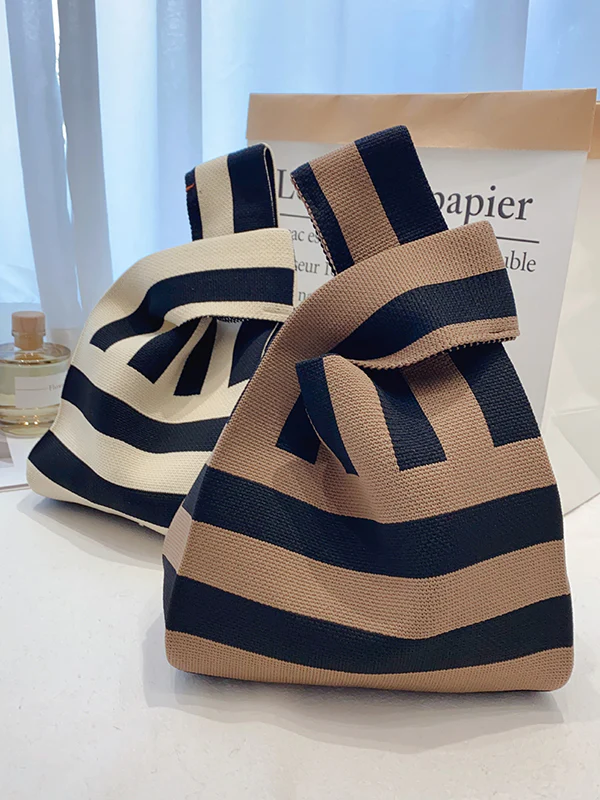 Knitting Checkerboard Zebra-Stripe Striped Bags Accessories Handbags - Image 7