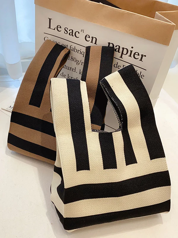 Knitting Checkerboard Zebra-Stripe Striped Bags Accessories Handbags - Image 8