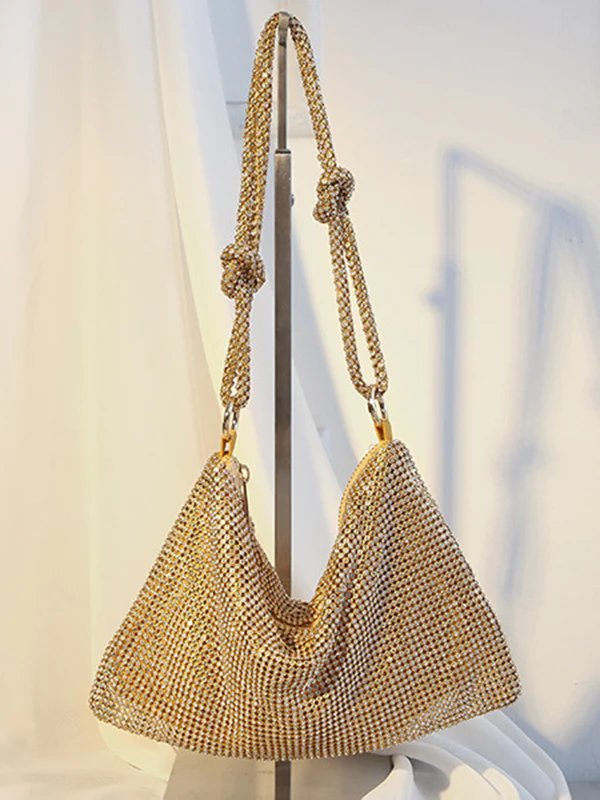 Knot Rhine Stones Zipper Handbags - Image 2