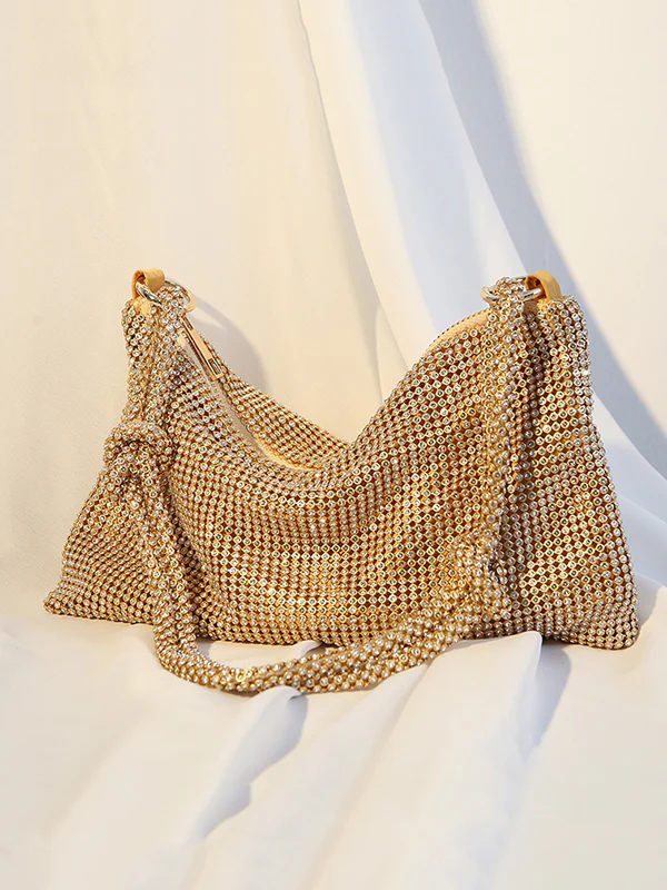 Knot Rhine Stones Zipper Handbags - Image 3
