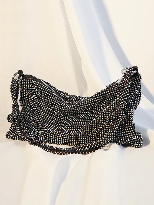 Knot Rhine Stones Zipper Handbags - Image 4