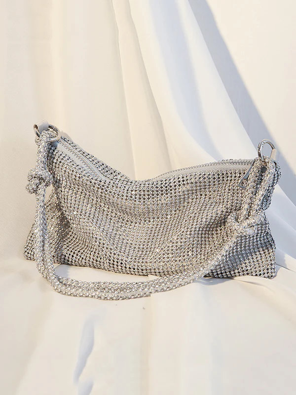 Knot Rhine Stones Zipper Handbags - Image 5