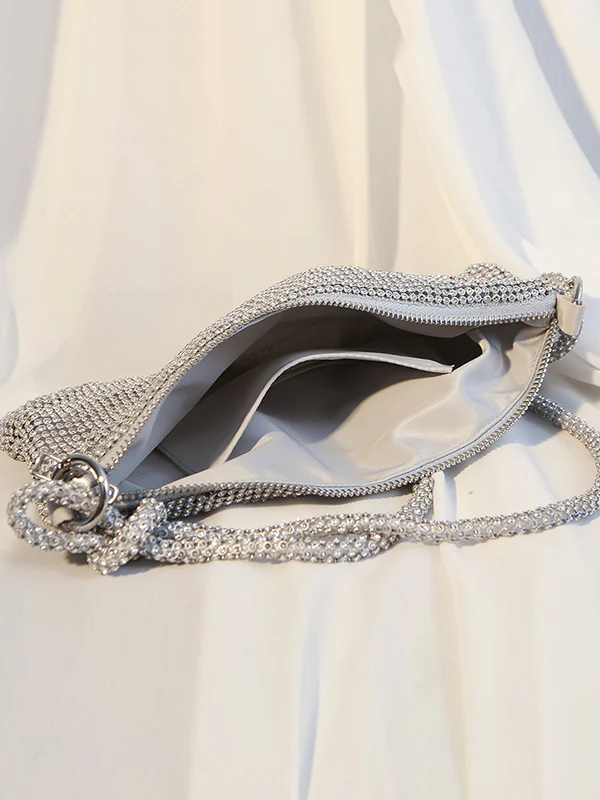 Knot Rhine Stones Zipper Handbags - Image 6