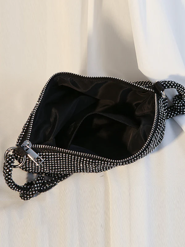 Knot Rhine Stones Zipper Handbags - Image 7