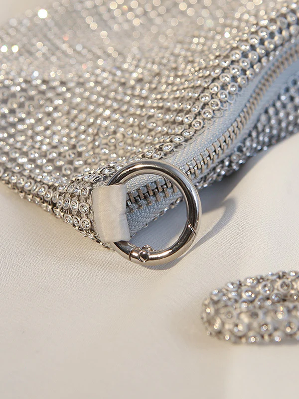 Knot Rhine Stones Zipper Handbags - Image 8