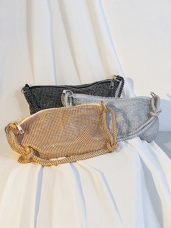 Knot Rhine Stones Zipper Handbags - Image 9