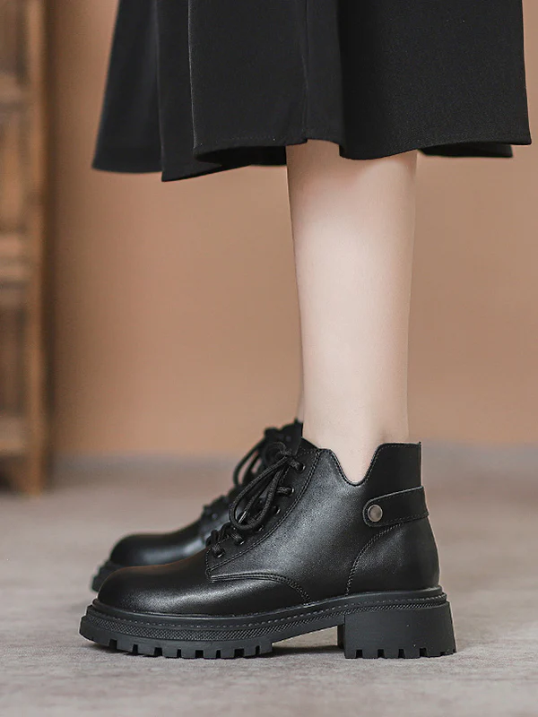 Lace-Up Rivet Round-Toe Split-Joint Boots Dr. Martens Boots - Image 10