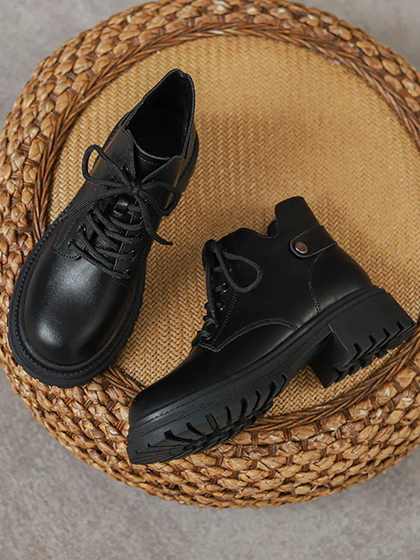 Lace-Up Rivet Round-Toe Split-Joint Boots Dr. Martens Boots - Image 12
