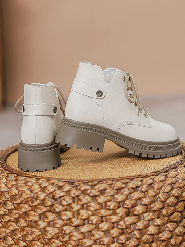 Lace-Up Rivet Round-Toe Split-Joint Boots Dr. Martens Boots - Image 13