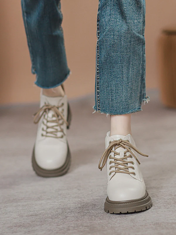 Lace-Up Rivet Round-Toe Split-Joint Boots Dr. Martens Boots - Image 2