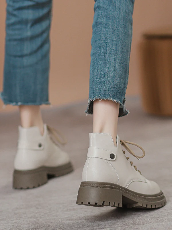 Lace-Up Rivet Round-Toe Split-Joint Boots Dr. Martens Boots - Image 3