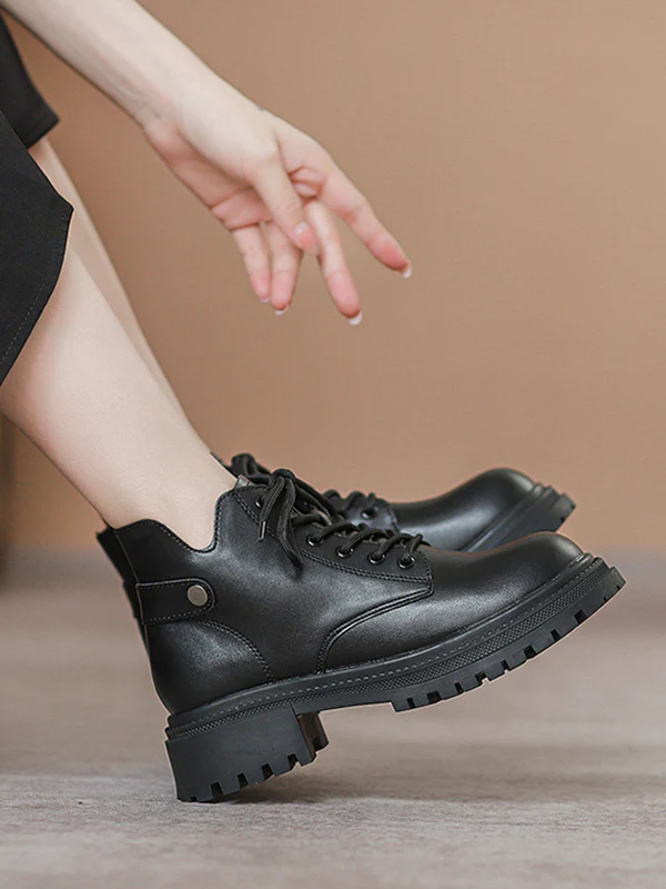 Lace-Up Rivet Round-Toe Split-Joint Boots Dr. Martens Boots - Image 5
