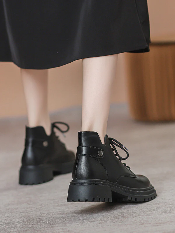 Lace-Up Rivet Round-Toe Split-Joint Boots Dr. Martens Boots - Image 6
