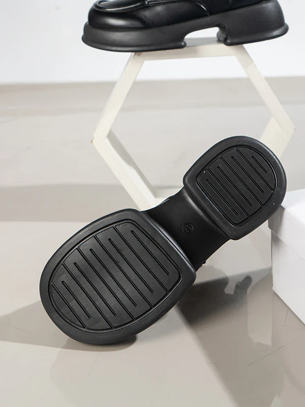 Lace-Up Round-Toe Solid Color Split-Joint Boots - Image 5